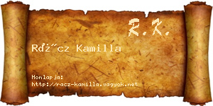 Rácz Kamilla névjegykártya
